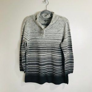 T by Talbots Cowl Neck Sweater Sweatshirt Size X Plus Gray Striped Knit